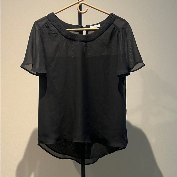 Pleione Tops - Pleione Elegant Black Sheer Women's Top Size Small